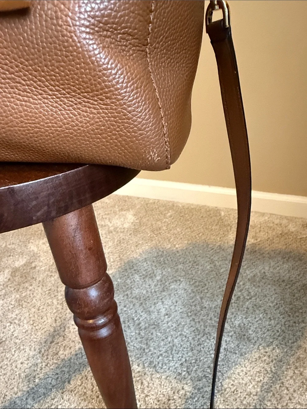 Michael Kors Cognac Pebbled Leather Satchel with Gold Accent